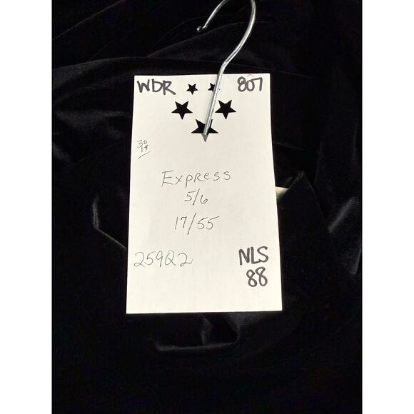 Vintage 90s Express Maxi Dress Women's 5/6 Black Velvet Long Sleeve Whimsygoth - Picture 3 of 8